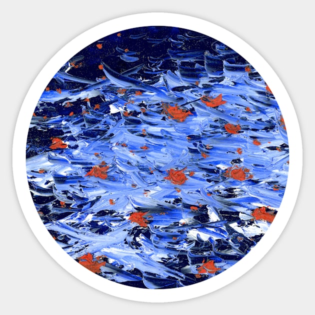 Firefly sea (red on blue) II (circle) Sticker by FJBourne